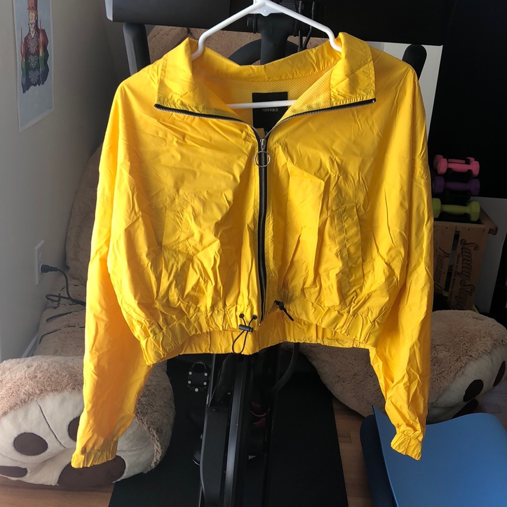 Yellow Cropped F21 Rain Jacket